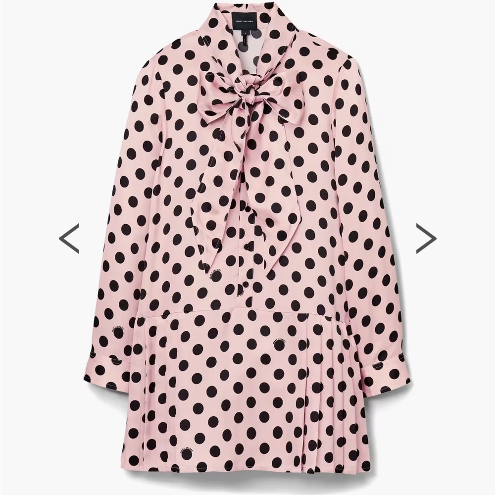 Marc Jacobs Pink Polka Dot Long Sleeve Dress